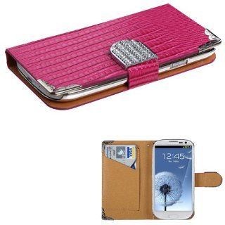 MYBAT Hot Pink Crocodile Skin MyJacket Wallet (with Metal Diamonds Buckle & Silver Plating Tray)(833) (with Package) for SAMSUNG Galaxy S III (i747/L710/T999/i535/R530/i9300) Cell Phones & Accessories