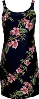 Bamboo Floral  Ladies Bias Cut A Line Dress   in Black Clothing