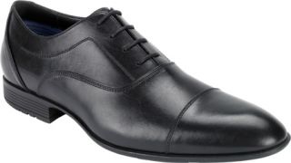 Mens Rockport Dialed In Captoe   Black Leather Cap Toe Shoes