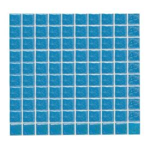 Daltile Sonterra Glass Cancun Blue Iridescent 12 in. x 12 in. x 6 mm Glass Sheet Mounted Mosaic Wall Tile SR7011MS1P