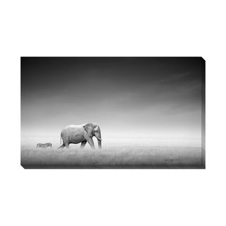 B&W Elephant and Zebra Oversized Gallery Wrapped Canvas Canvas