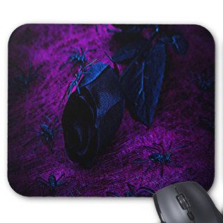 Spooky Black Material Rose, Black Spiders Mouse Pad