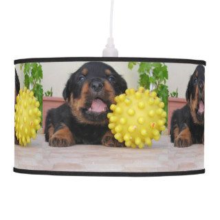 Cute Rottweiler Puppy With Yellow Toy Hanging Lamp