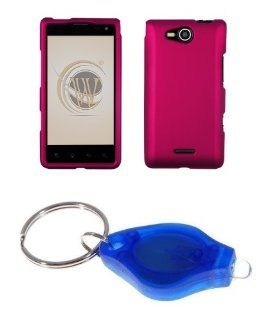 Premium Magenta Pink Rubberized Shield Hard Case Cover + ATOM LED Keychain Light for LG Lucid 4G (Verizon) Cell Phones & Accessories