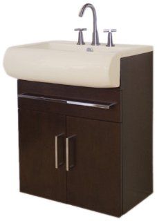 American Imaginations 497 American Birch Wood Wall Hung Vanity with Soft Close Doors and Biscuit Ceramic Top, 24 Inch W x 30 Inch H   Shelving Hardware  