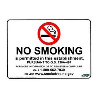 No Smoking In This Establishment Sign NHE 10509 NorthCarolina  Business And Store Signs 