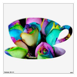 Rainbow Rose Bouquet Wall Skins