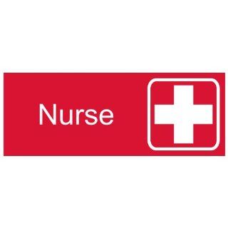 Nurse White on Red Engraved Sign EGRE 481 SYM WHTonRed Wayfinding  Business And Store Signs 