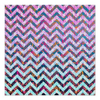 Girly PINK Red Green Blue Colorful Chevron Posters