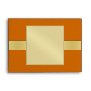 Elegant Gold Monogram Orange Wedding Envelope