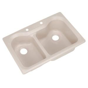 Thermocast Breckenridge Drop in Acrylic 33x22x9 in. 2 Hole Double Bowl Kitchen Sink in Fawn Beige 46209