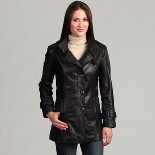 Women's Collezione Italia Leather Trench Coat Plus Size Collezione Italia Blazers & Jackets