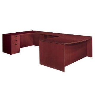U Shaped Bow Front Desk, Credenza, Files, 29 1/2" H x 71"W x 118 1/2"L, American Mahogany   Home Office Desks