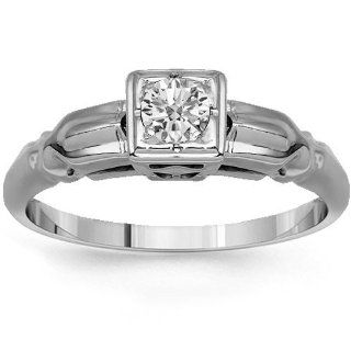 14K White Gold Womens Diamond Solitaire Engagement Ring 0.15 Ctw   5 Avianne & Co Jewelry
