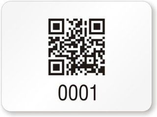 QR Code on Custom, EconoGuardTM Vinyl, with heavy adhesive Labels, 100 Labels / pack, 1" x 0.73"  Blank Labeling Tags 