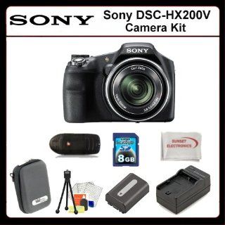 Sony DSC HX200V Digital Camera Includes Sony DSCHX200V, Extended Life Replacement Battery, Rapid Travle Charger, 8GB Memory Card, Memory Card Reader, Hard Case, LCD Screen Protectors, Cleaning Kit, Table Top Tripod & SSE Microfiber Cleaning Cloth Ele