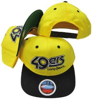 California State University of Long Beach 49ers Yellow/Black Two Tone Plastic Snapback Adjustable Plastic Snap Back Hat / Cap  Sports Fan Baseball Caps  Sports & Outdoors