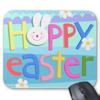 Cute happy Hoppy Easter bunny Mousepad