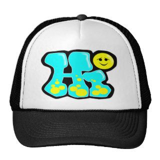 “Hi” GRAFFITI STYLE WORD DESIGN BABY BLUE Trucker Hat