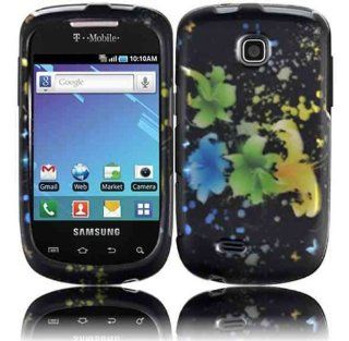 Black Green Flower Hard Cover Case for Samsung Dart SGH T499 Cell Phones & Accessories