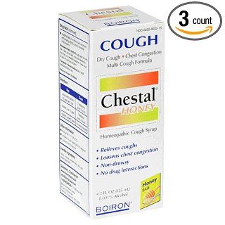 Boiron Homeopathic Medicine Chestal Homeopathic Cough Syrup, Honey, 4.2 Ounce Glass Bottles (Pack of 3) Health & Personal Care
