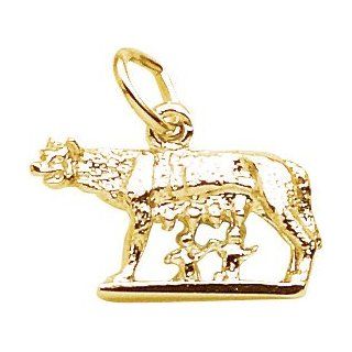 Rembrandt Charms Romulus and Remus Charm, Gold Plated Silver Jewelry