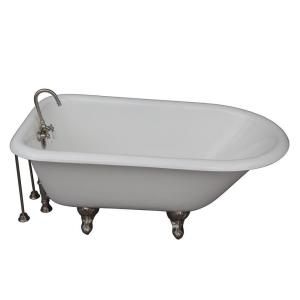 Barclay Products 4.5 ft. Cast Iron Roll Top Bathtub Kit in White with Brushed Nickel Accessories TKCTRH54 SN3