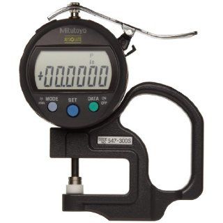 Mitutoyo 547 300S Digimatic IDC Thickness Gage, Flat Anvil, Standard Type, 0 0.4"/0 10mm Range, 0.0005"/0.01mm Resolution, +/ 0.001" Accuracy Thickness Gauges