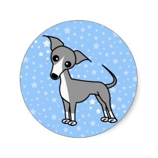 Cute Italian Greyhound   Grey Round Sticker