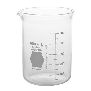 Kimble Kimax Beaker Low Form Griffin Borosilicate Glass 1000ml Single Science Lab Reusable Beakers