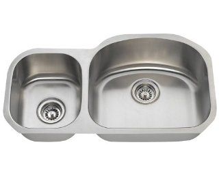 MR Direct 501R 16 Offset Double Bowl Stainless Steel Kitchen Sink    