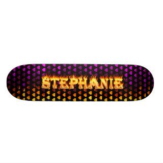 Stephanie skateboard fire and flames design.