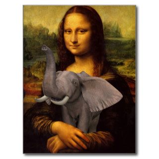 Mona Lisa With Elephant Postcards