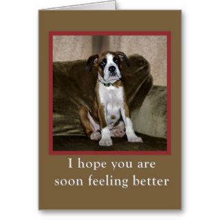 Get Well, boxer puppy Greeting Card