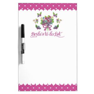 Vintage Purple Flowers Whimsical Bride to Do List Dry Erase Board