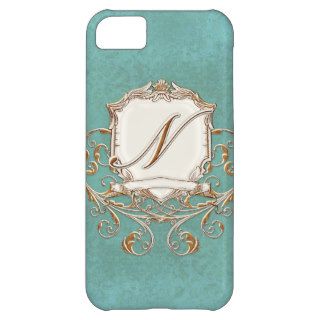 Lace Parchment Baroque Swirl Monogrammed Initial N Cover For iPhone 5C