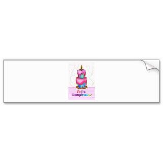 Feliz cumpleaños Spanish fun Birthday Cake gift Bumper Stickers