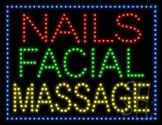 Nails Facial Massage LED Sign 20" Tall x 26" Wide x 1" Deep  Business And Store Signs 