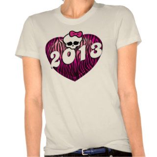 2013 Zebra Heart Skull Tee Shirt