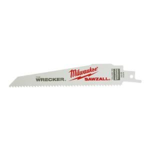 Milwaukee 6 in. 8 TPI Wrecker General Purpose Reciprocating Saw Blade (5 Pack) 48 00 5701