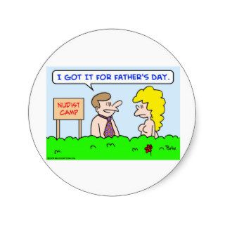 nudist camp necktie father's day sticker