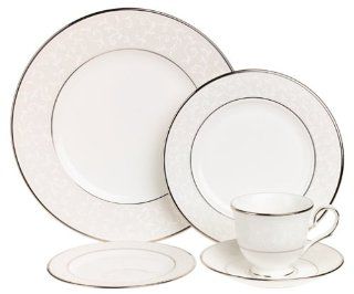 Lenox Opal Innocence Platinum Banded Bone China 20 Piece Dinnerware Set, Service for 4 Kitchen & Dining