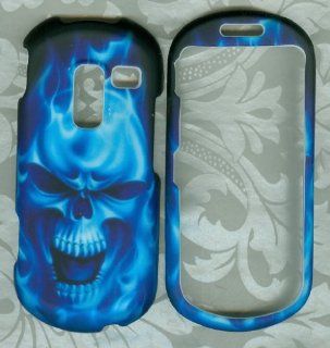 blue fire skull MetroPCS Samsung R570 Messenger III phone hard cover case Cell Phones & Accessories