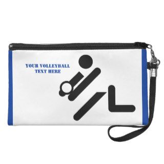 Volleyball player black, white, blue icon custom wristlet purses