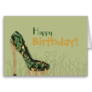 Happy birthday greeting with stiletto fashion shoe card