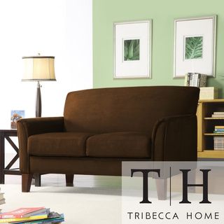 TRIBECCA HOME Uptown Dark Brown Faux Leather 4 piece Living Room Set Tribecca Home Living Room Sets