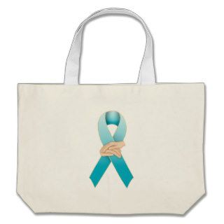Teal Blue Ribbon Awareness Design Tote Bags