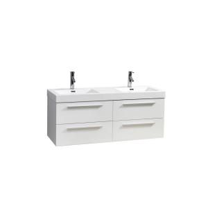 Virtu USA Finley 53 7/8 in. Double Basin Vanity in Gloss White with Poly Marble Vanity Top in White JD 50754 GW