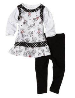 Disney Girls 2 6X Toddler 2 Piece Minnie Knit Pant Set, White, 2T Clothing