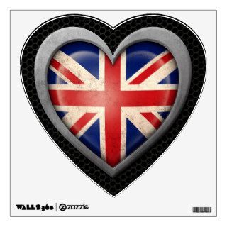 British Heart Flag Steel Mesh Effect Wall Decals